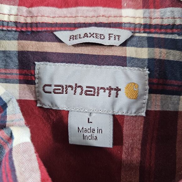 Carhartt Men's Relaxed Fit Lightweight Short Sleeve Shirt Size L Plaid - Picture 4 of 5